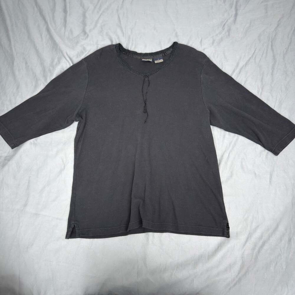 Vintage Route 66 Women's Black Long Sleeve Henley‎ Shirt Size Small Y2K retro
